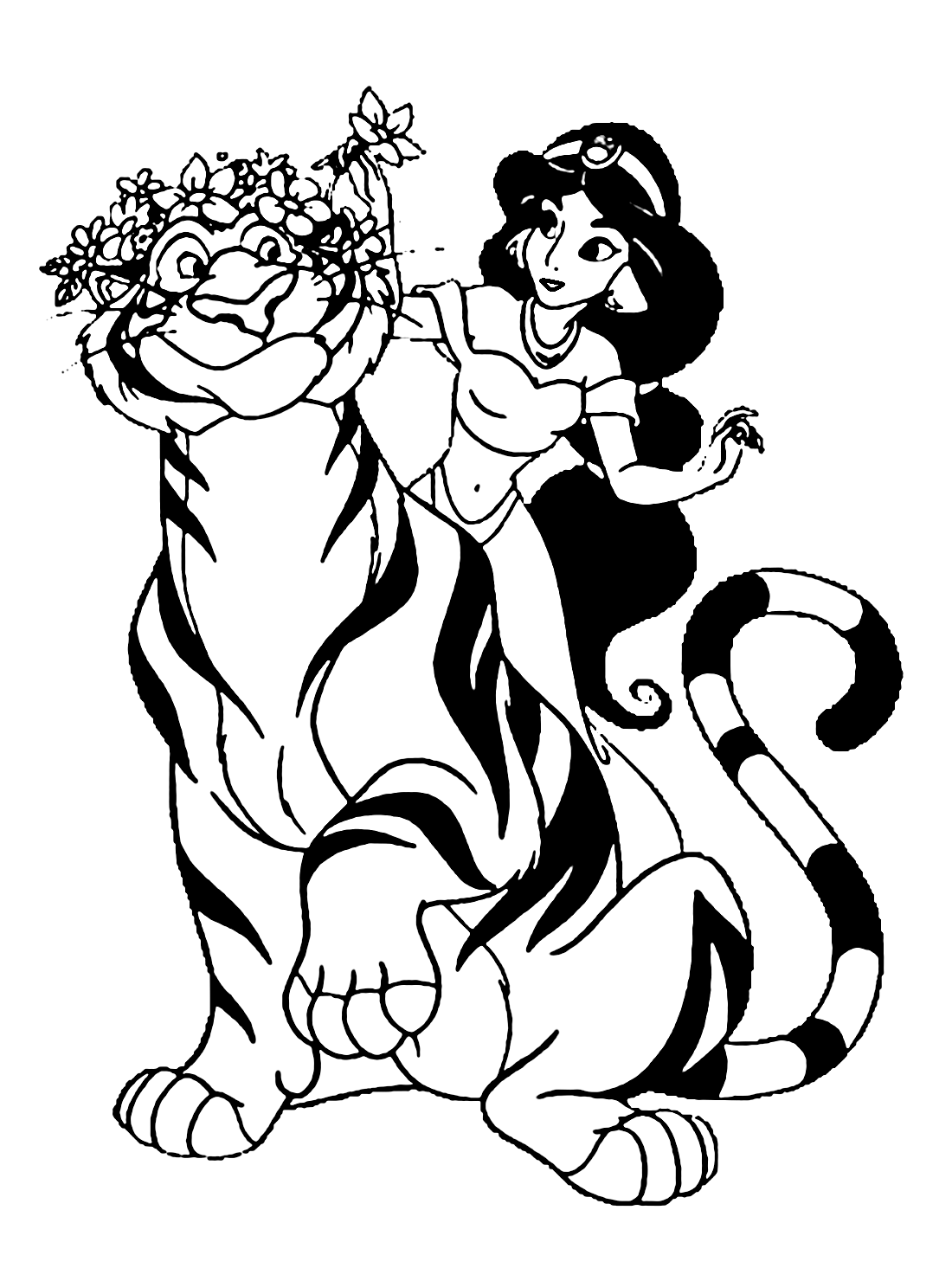 Jasmine And Tiger Coloring Pages Free