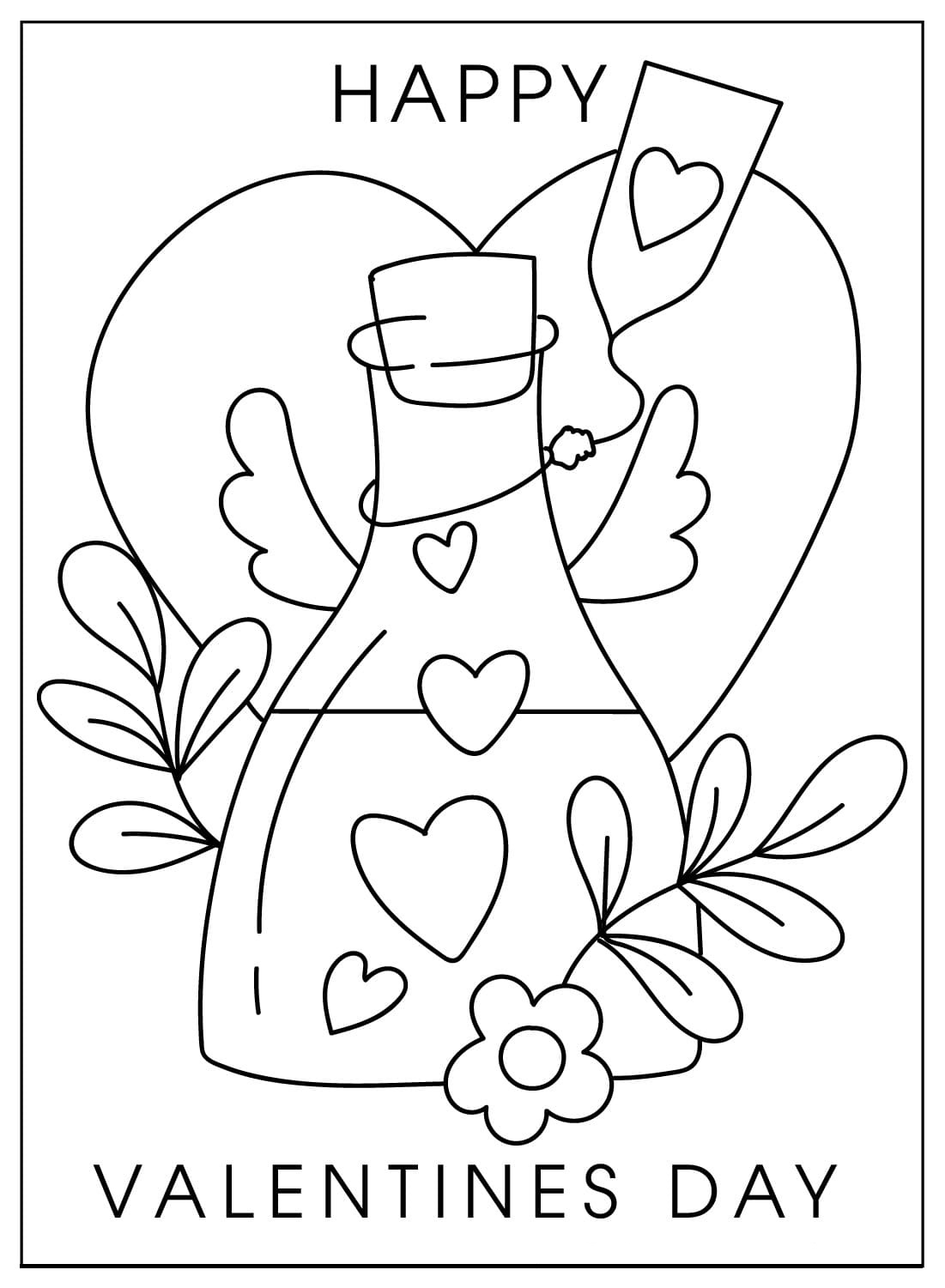Valentines Day Cards Coloring Page Free Printable