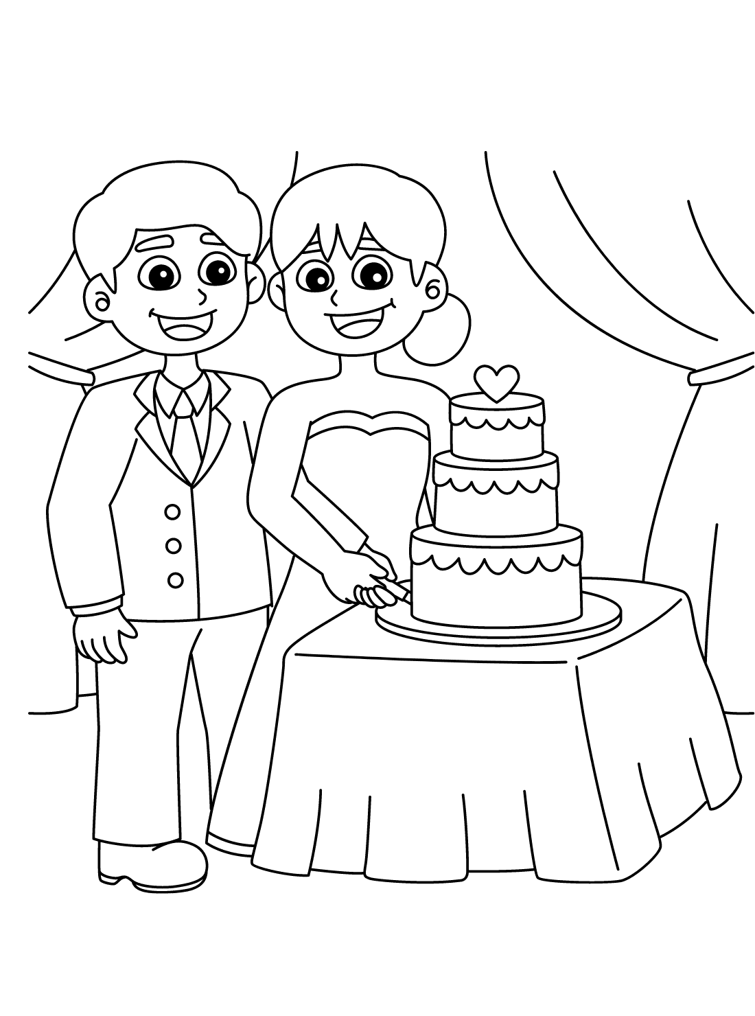 Wedding Cake With Bride and Groom